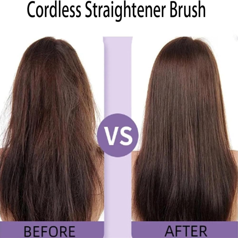 2024 NewRechargeable Mini Hair Straightener,Proximityk Hairdressing Comb, Portable Cordless Hair Straightener, Mini Rechargeable, 3 Temperature Adjustments Travel Flat Iron, Styling Comb (Purple)