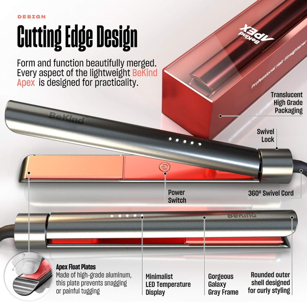 Bekind Apex 2-in-1 Hair Straightener Curler | 1” Ceramic Plates | UltraSmooth Technology | 15s Fast Heat-Up | 238°C Max Temp | Auto Temp Memory | Ideal Gift for Women Girls – Gray Bekind Apex 2-in-1 Hair Straightener Curler | 1” Ceramic Plates | UltraSmooth Technology | 15s Fast Heat-Up | 238°C Max Temp | Auto Temp Memory | Ideal Gift for Women Girls – Gray