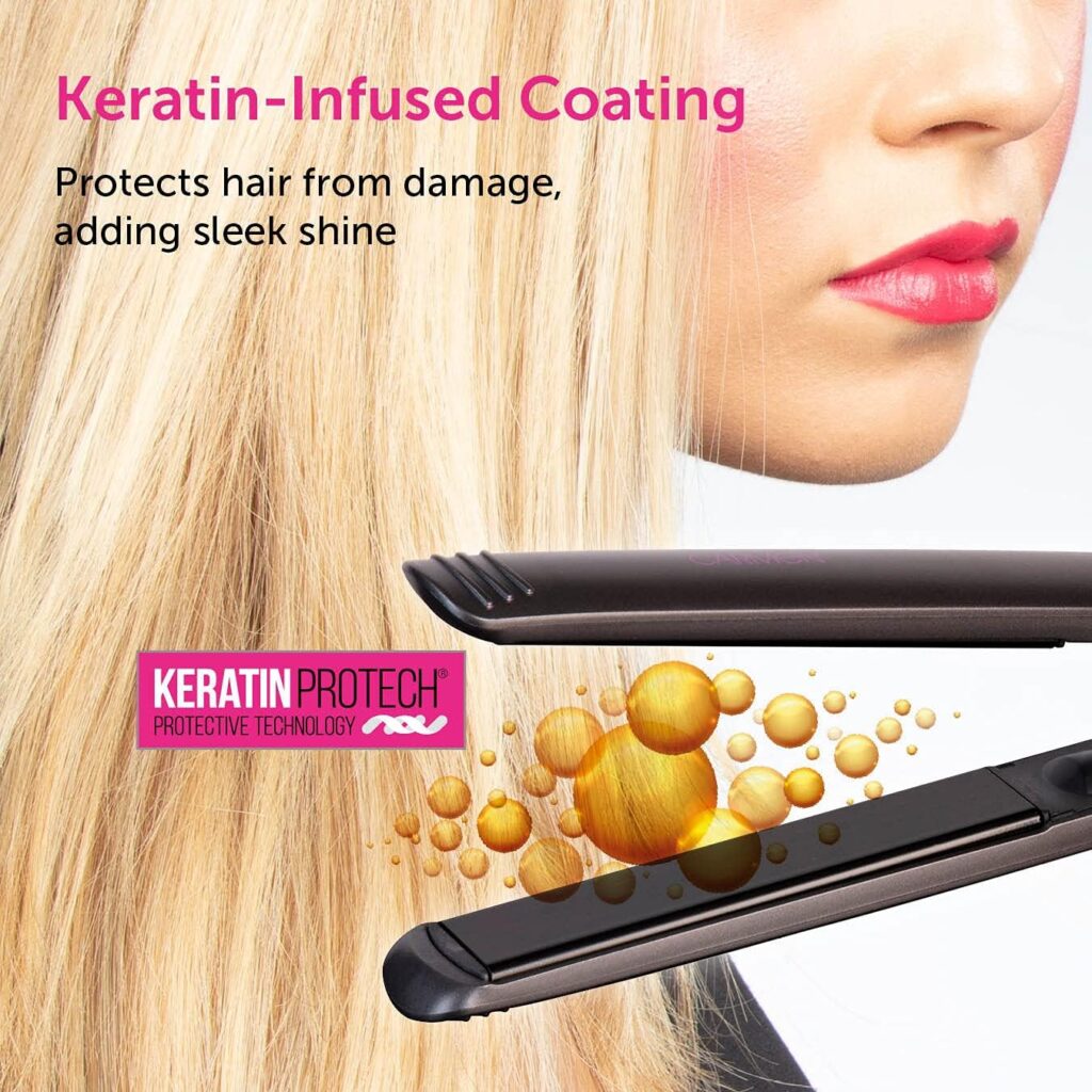 Carmen C81073 Neon Hair Straightener with Keratin-Infused Coating and Rapid 90-Second Heat-Up Time, Graphite/Pink