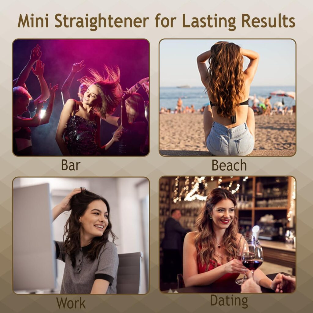 Ceramic Straight Hair Straightener, Wide, 2-in-1 Straightener, Curls and Straightening, Mini Travel Straightener with 4 Adjustable Temperatures, 160-220°C, Professional Hair Straightener