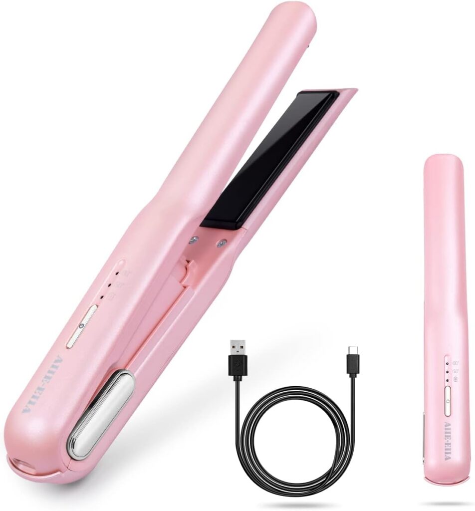 Cordless Hair Straightener, Portable Flat Iron for Hair, Fast Heating Flat Iron, Adjustable Temperature, Type-C Rechargeable, Mini for Travel(Pink) Cordless Hair Straightener, Portable Flat Iron for Hair, Fast Heating Flat Iron, Adjustable Temperature, Type-C Rechargeable, Mini for Travel(Pink)