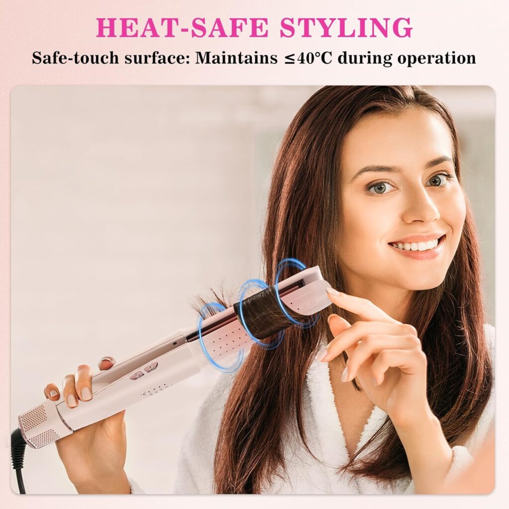 Hair Straightener and Curler in One, Airflow Styler Curling Iron, Negative Ion Reduce Frizz, for Short to Long Hair, 4 Temperature Settings Rapid Heating, Dual Voltage