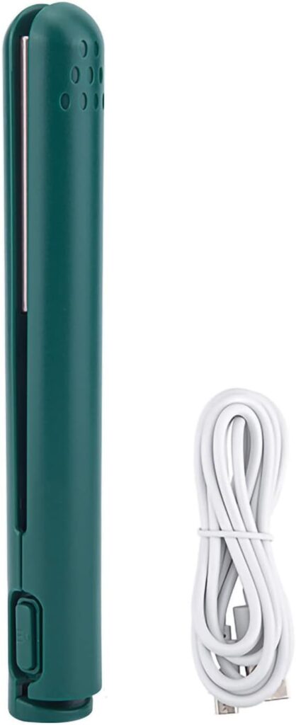 Mini 2-in-1 USB Hair Straightener Curling Iron,Waver Hair Too for on The Go Styling,Mini Hair Crimper in Multiple Colors(Green)