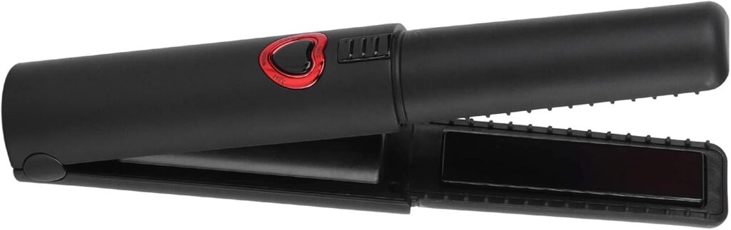 Mini Negative Ion Hair Straightener, Cordless Mini Flat Iron Hair Curler for Short Hair and Bangs, with 3 Adjustable Temperature 160℃, 180℃, 200℃(black)