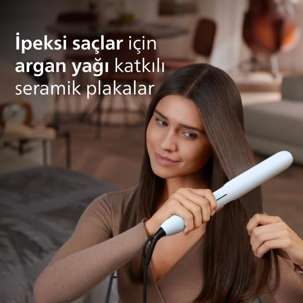 Philips 5000 Series Hair Straightener with ThermoShield Technology in White [Model BHS520/00]