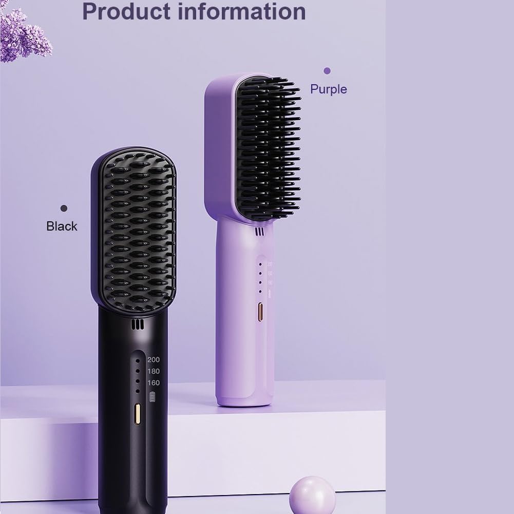 Portable Cordless Mini Hair Straightening Comb 2024 Best,Negative Ions Do Not Hurt Hair,Cordless Hair Straightener Brush,Lightweight  Mini to Carry Out (Purple)