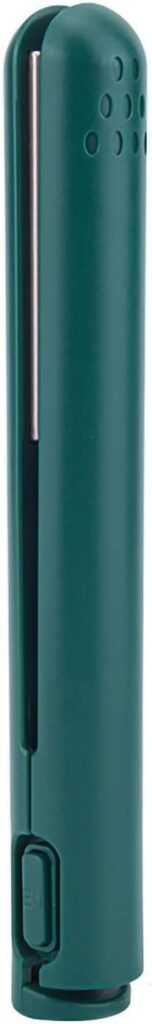 Small Lightweight Portable Travel Flat Iron for Home, Mini 2 in 1 Hair Straightener, Fast Heating Professional USB Ceramics Heating Straightening Curling Flat Iron for Short Hair, Curls Bangs(Green)