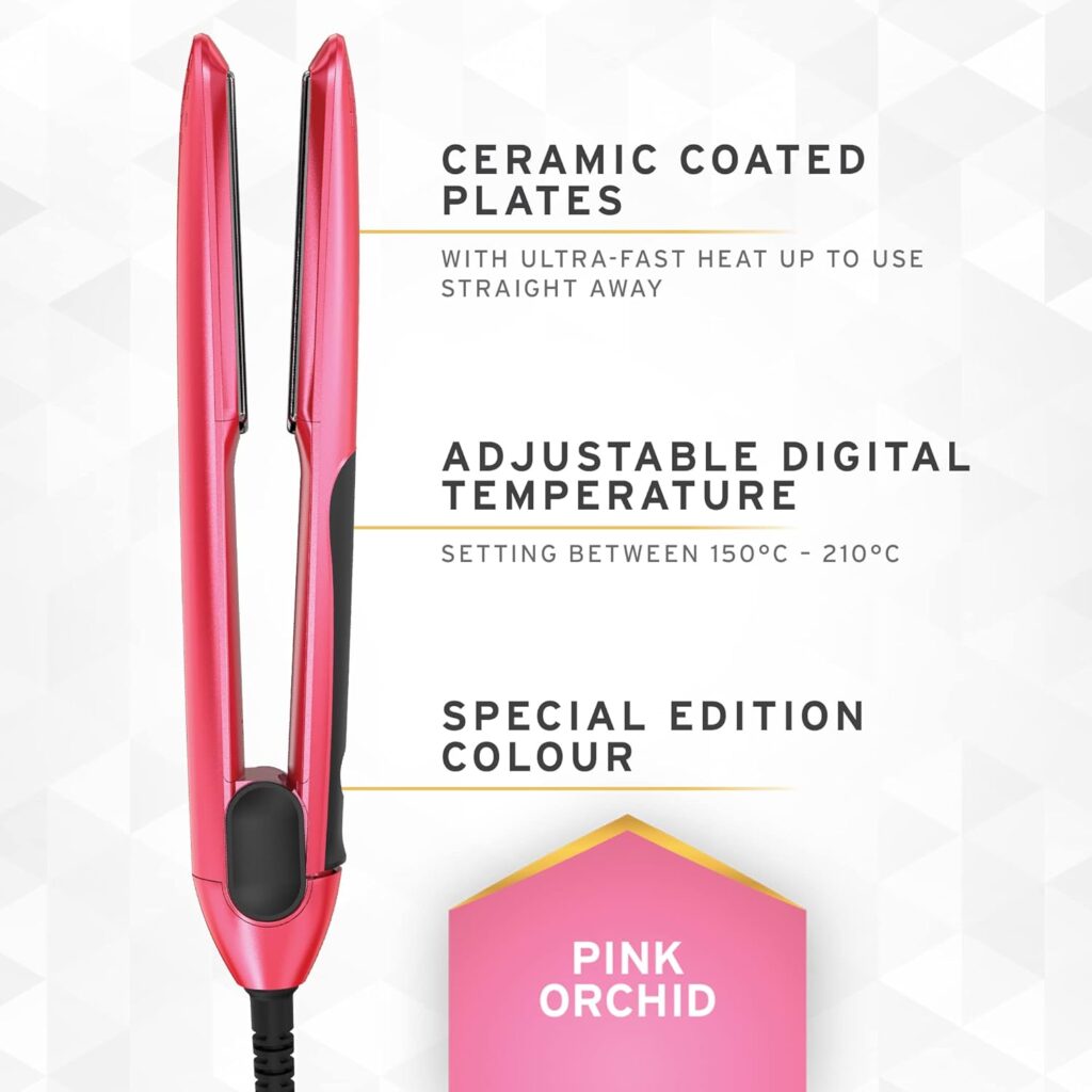 Wahl Pro Glide Straightener – Pink Orchid, Special Edition Colour Pro, Hair Straighteners, Hair Styling Tools, Adjustable Digital Temperature, 150°C - 210°C, Ultra-Fast Heat Up, Ceramic Coated Plates